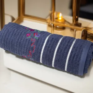 Grey Embroidered Towel