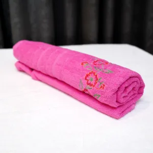 Hot Pink Embroidered Towel