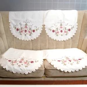 White Cutwork Sofa Back- Set of 5