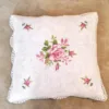 White with Rose Embroidered Cushion Cover