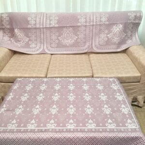 Rose Gold Luxe Sofa Cover with Gold Embroidery - Set of 5
