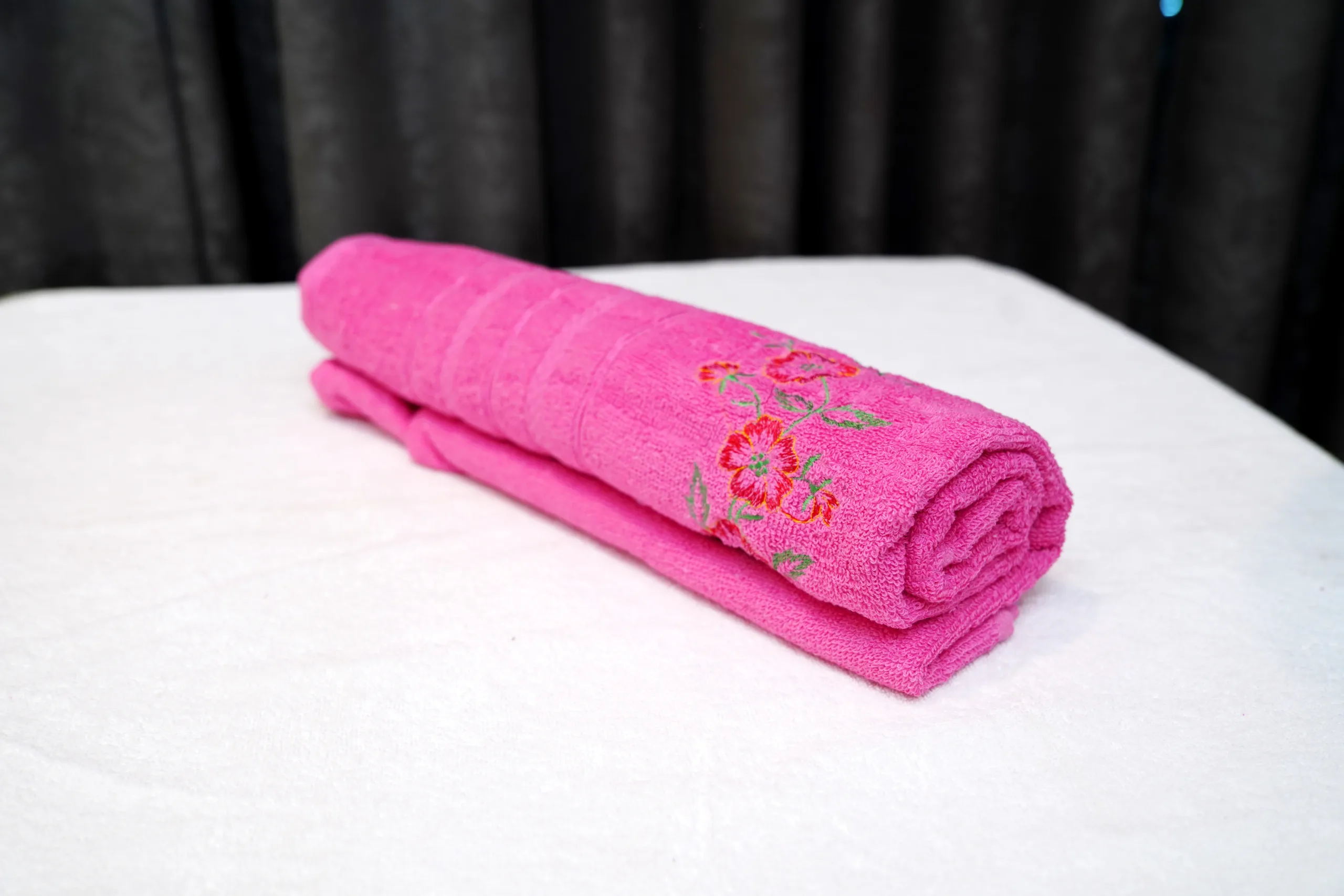 Hot Pink Embroidered Towel