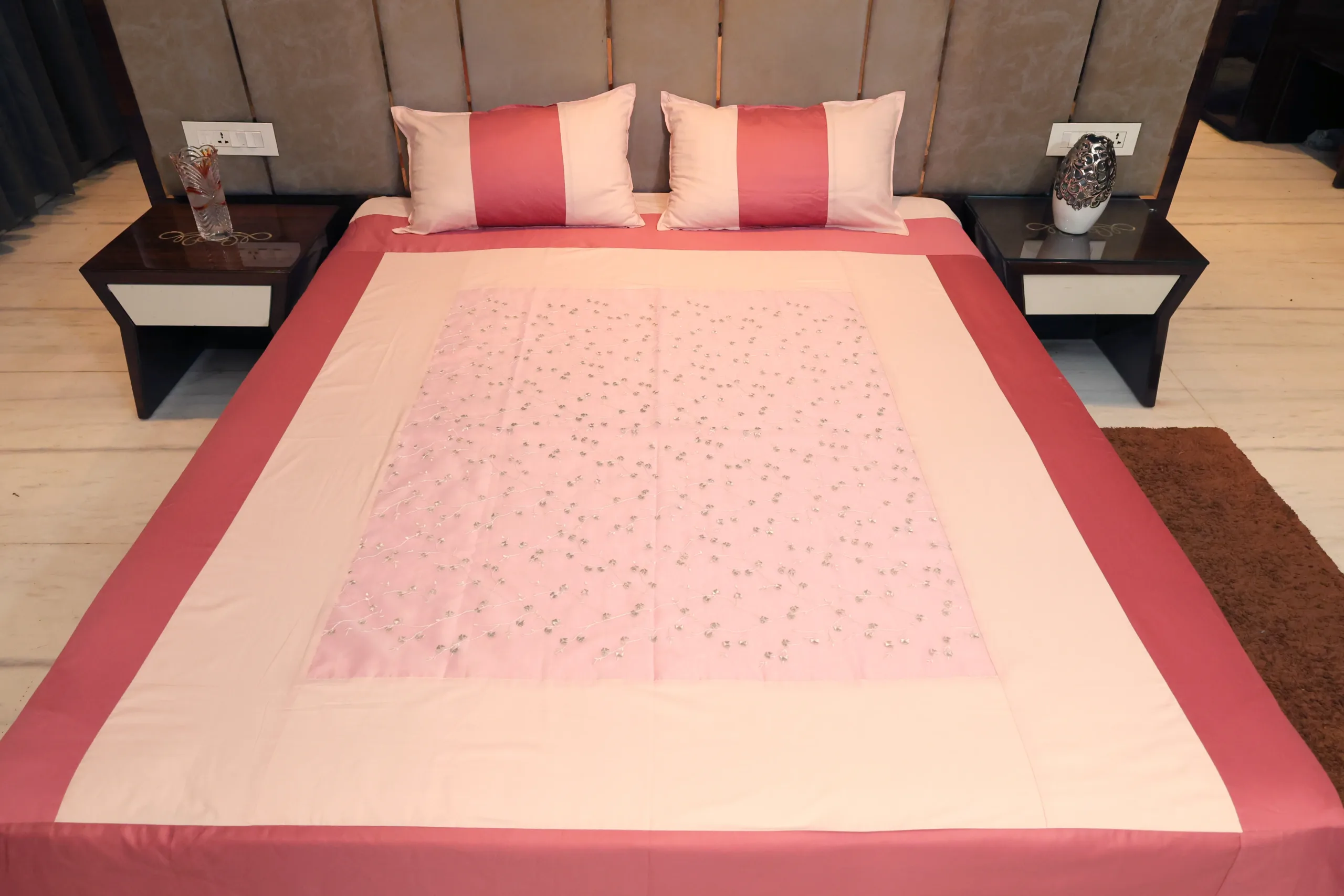 Net Embroidered Bedshee Pink (2)
