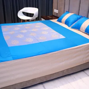 Net Embroidered Bedsheet Navy Blue