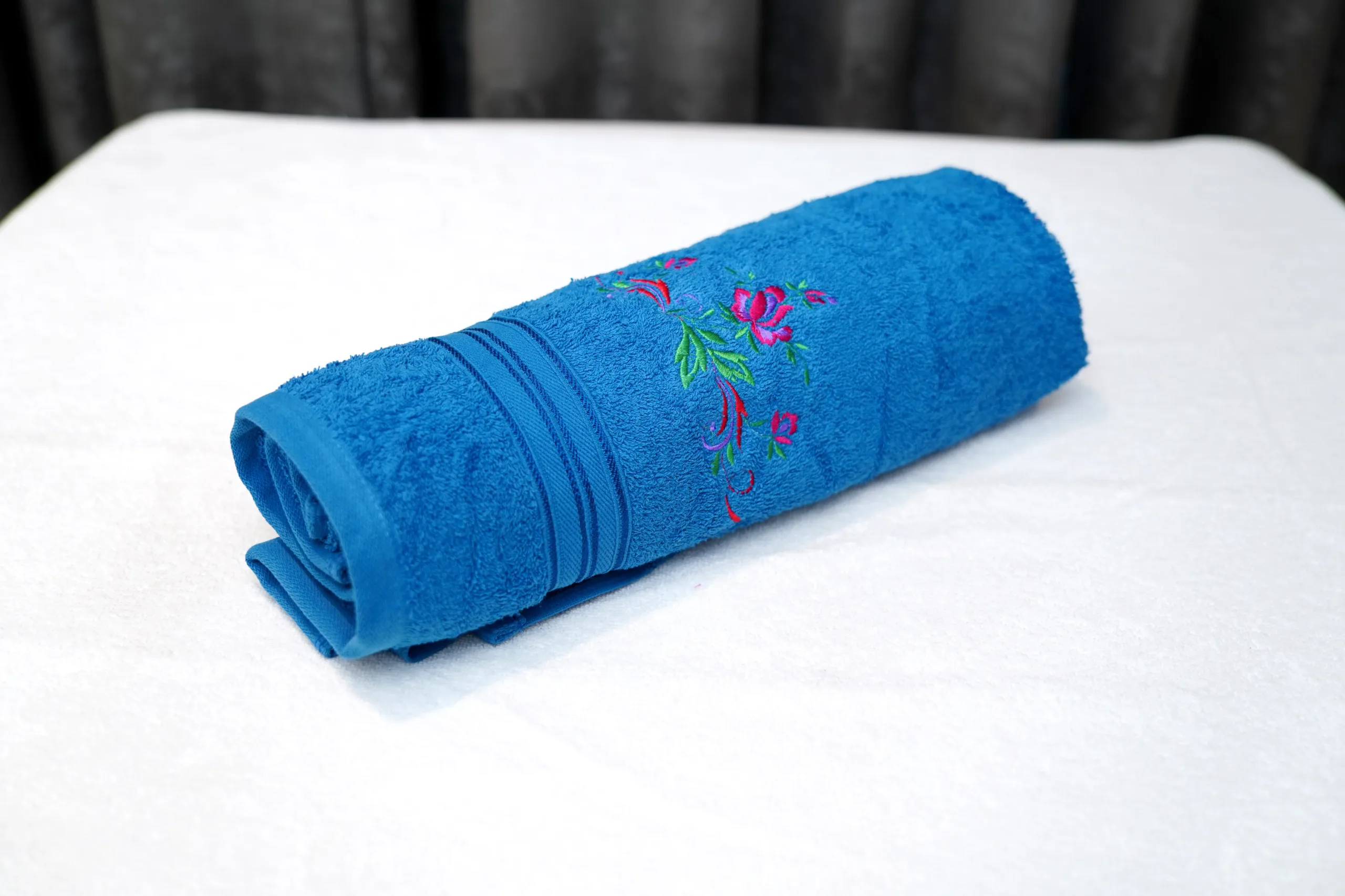 Royal Blue Embroidered Towel