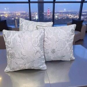 Silver Sequin Floral Embroidered Cushion Covers- Set of 5